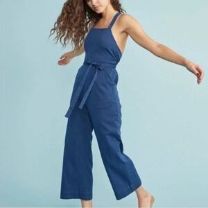 Marine Layer Blue Indigo Tess‎ Wide Leg Jumpsuit - 2